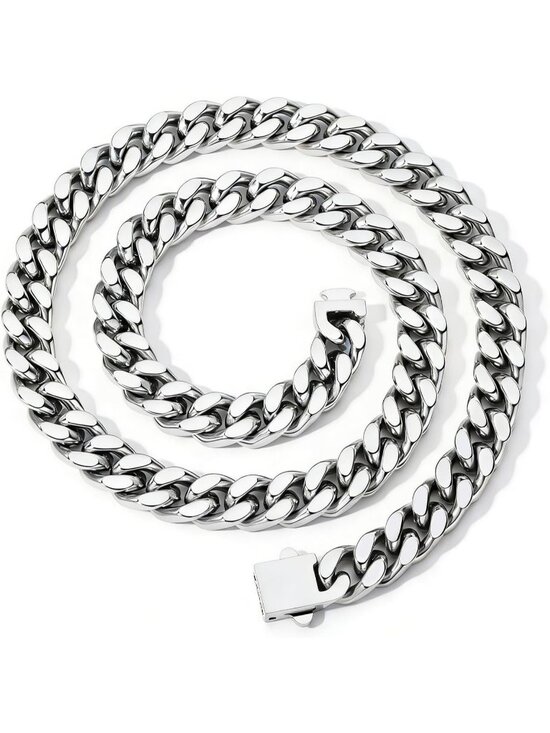 Other - Unisex 9MM Silver Chain Cuban Link 11mm Stainless Steel Gold Silver Plated